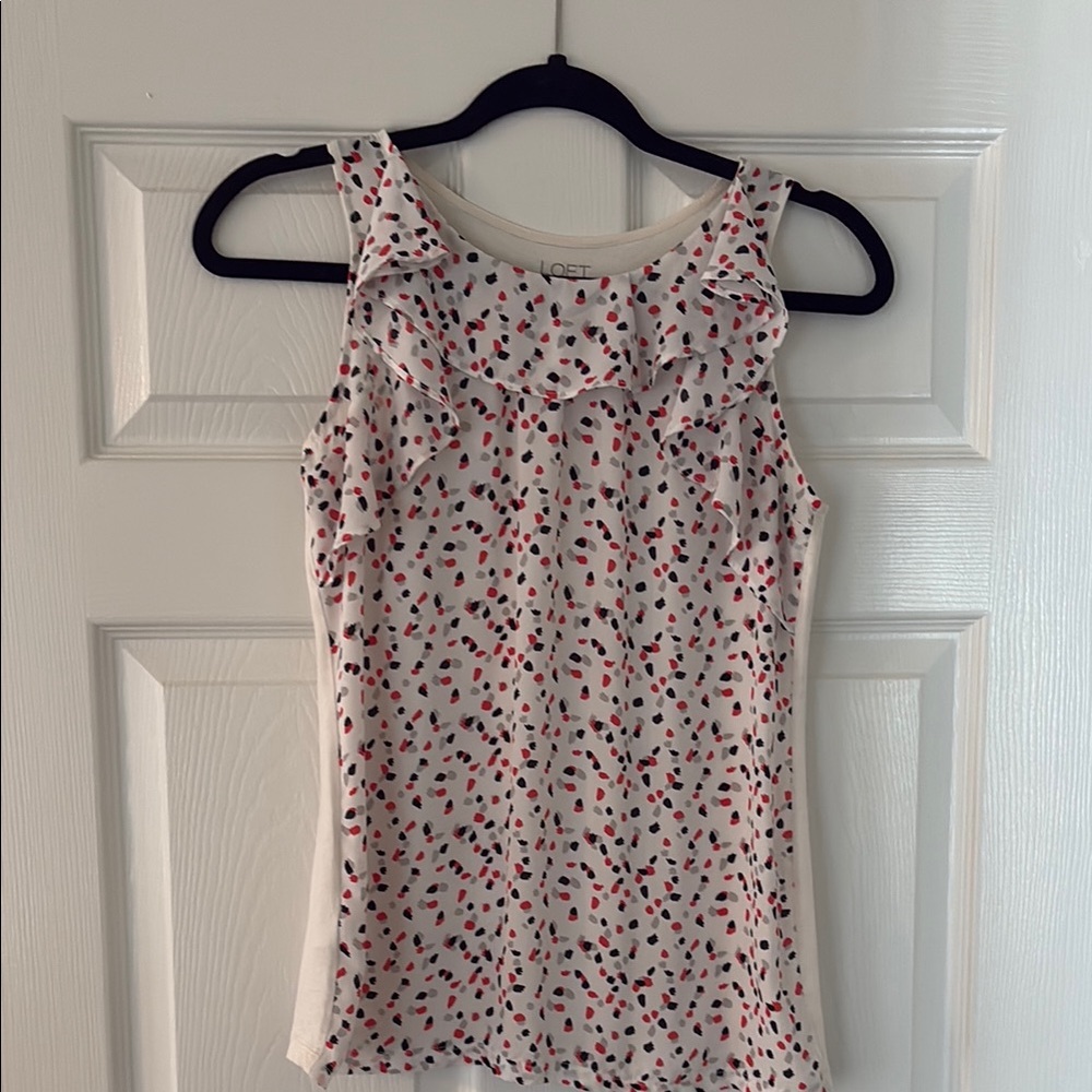 LOFT White and Red Sleeveless Top